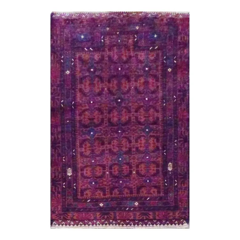 One Of The Kind Afghani Hand-Knotted Rug 2'7" x 4'3"